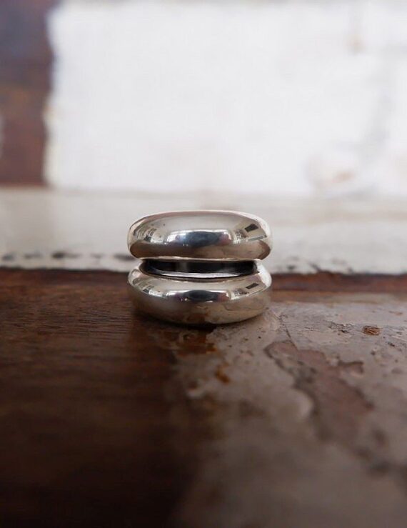 Brede zilveren ring met 2 lagen