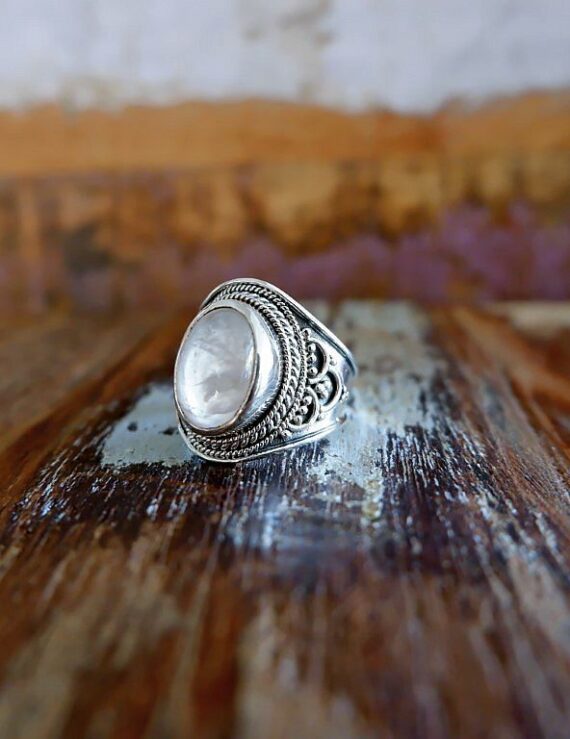 Zilveren ring met Rozenkwarts steen