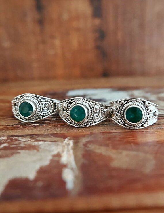 Zilveren ring met Smaragd