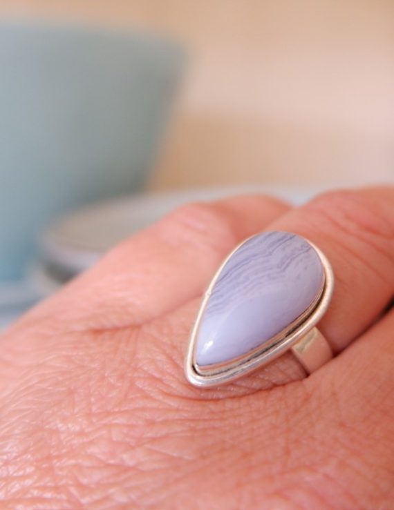Zilveren ring met Blue Lace Agaat